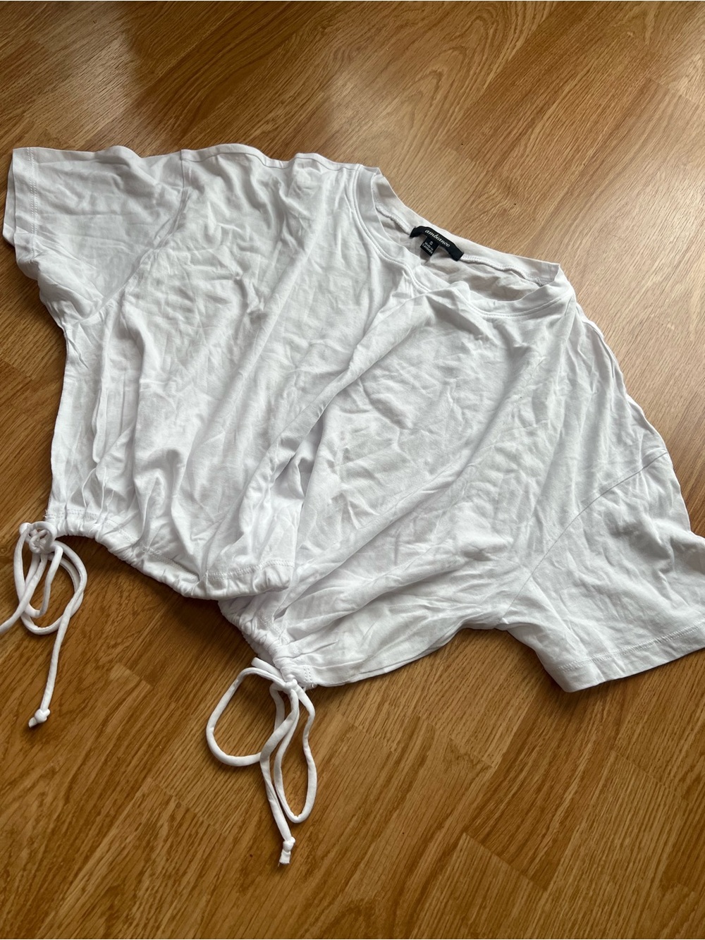 White Drawstring Cropped Top